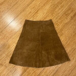 BCBG Maxazria brown 100% suede a-line midi skirt